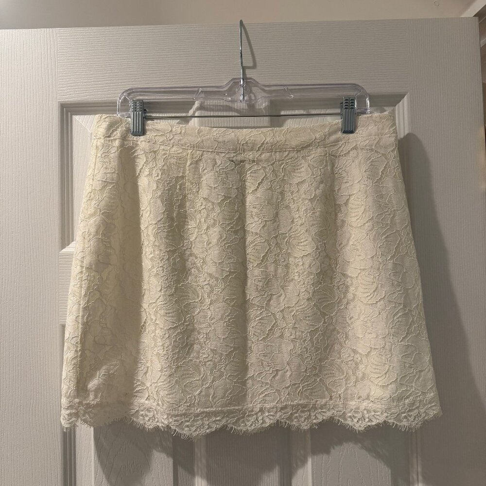 Aqua White Lace Mini Skirt